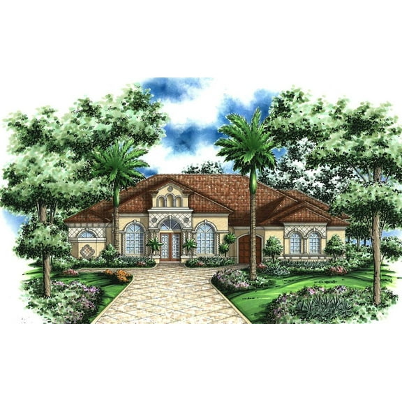 014-3122: CMU European 3 Bed, 3 Bath Luxury Home Plan, 3122 Sq Ft: Full Blueprints with License to Build by Home Plan Marketplace - Lesuto