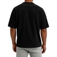 thumbnail image 4 of Domuza Mens Corduroy Henley Shirts Casual Short Sleeve Button Up Solid Blouses 2026 New Fashion Comfy Soft Loose Fit T-Shirts Black L, 4 of 4
