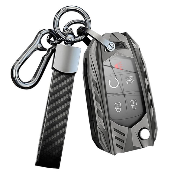 Heavy-Duty Metal Key Fob Case with Keychain for 2010-2017 Buick Allure Encore Chevrolet Silverado Tahoe GMC Terrain Sierra 1500 – Fits 3-Button and 6-Button Remotes