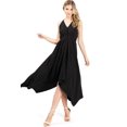thumbnail image 4 of Love Stitch Women's V-Neck Strappy Handkerchief Midi Dress (M/L, Black), 4 of 4
