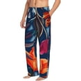 thumbnail image 2 of Uemuo Tropical Flower Pattern Men's Wide Leg Palazzo Lounge Pants with Pockets Light Weight Loose Comfy Casual Pajama Pants-Large, 2 of 9