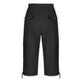 thumbnail image 6 of Qulqfy Womens Cotton Capris High Waist Cargo Tie Side Wide Leg Black Drawstring Capris L, 6 of 7