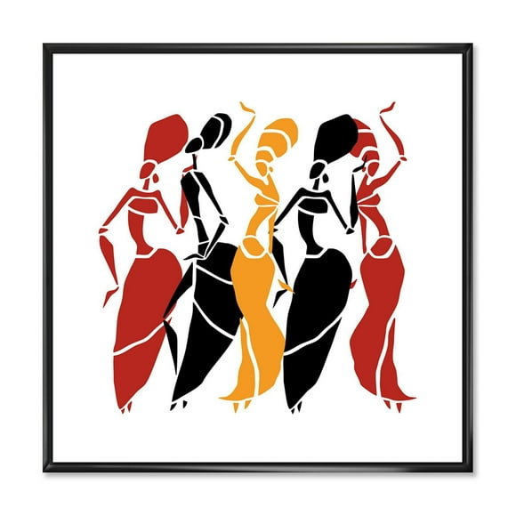 Designart Beautiful Dancers Afro American Silhouettes FLOAT FRAME WALL ART