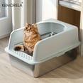 thumbnail image 2 of XL 60/50CM Stainless Steel Litter Box With Lid High Side Large Litter Box Suitable For Large and Small Cats Does Not Absorb Odor, 2 of 9
