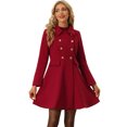 thumbnail image 1 of Abrigo de Invierno con Solapa para Mujer Abrigo con Doble Botonadura rojo M, 1 of 5
