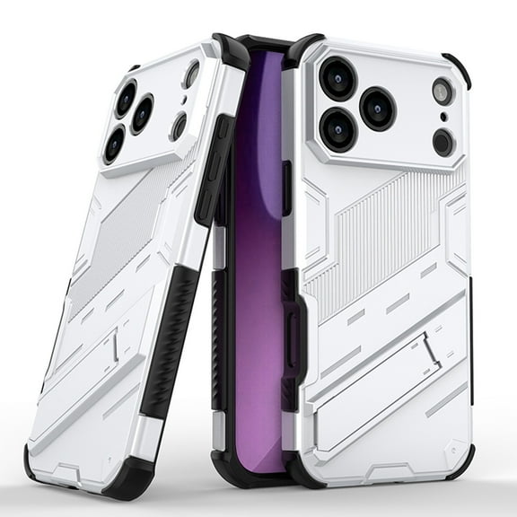 ELEHOLD Rugged Case for iPhone 17 Pro Max 2025 with Built-in Hidden Kickstand Anti-Scratch Hybrid Slim Thin Shockproof Case for iPhone 17 Pro Max ,Silver