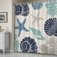 thumbnail image 5 of Summer Marine Life Shower Curtain, Graffiti Corals Shell Conch Sea Blue Starfish Linen Waterproof Shower Curtain Set with 12 Hooks Lightweight Bath Curtains Fabric Bathroom Decor 36x72 Inches, 5 of 9