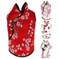 thumbnail image 4 of Blusa para perro con estampado floral, cheongsam estampado para mascotas, cheongsam para perro sin encogimiento, traje Tang sin mangas para cachorros, 4 of 5