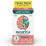 NEURIVA Original Brain Performance (7 count), Brain Support Supplement With Clinically Proven Natural Ingredien (Pack of 2)