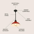 thumbnail image 4 of JONATHAN Y Jasper 12.25" 1-Light Farmhouse Industrial Indoor/Outdoor Iron LED Pendant, Red, 4 of 6