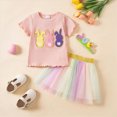 thumbnail image 2 of Kaprioy My First Easter Baby Girl Outfit Girls Clothes Knit Ruffle Cute Bunny Embroidery Short Sleeve Shirts Tshirt Tulle Tutu Skirt Set Infant Easter Clothes, 2 of 8