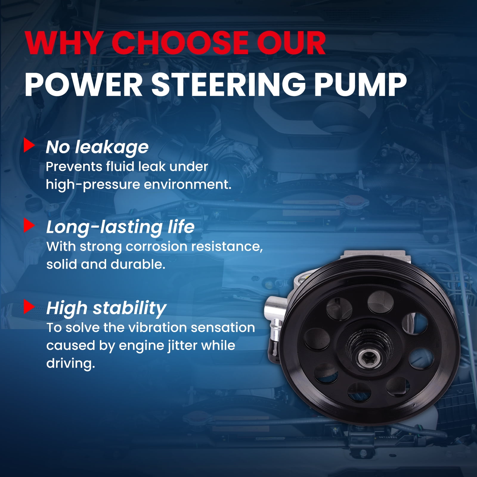 MOCA AUTOPARTS Power Steering Pump Fit for 2011-2019 Ford E-350 E-450 5.4L 6.8L
