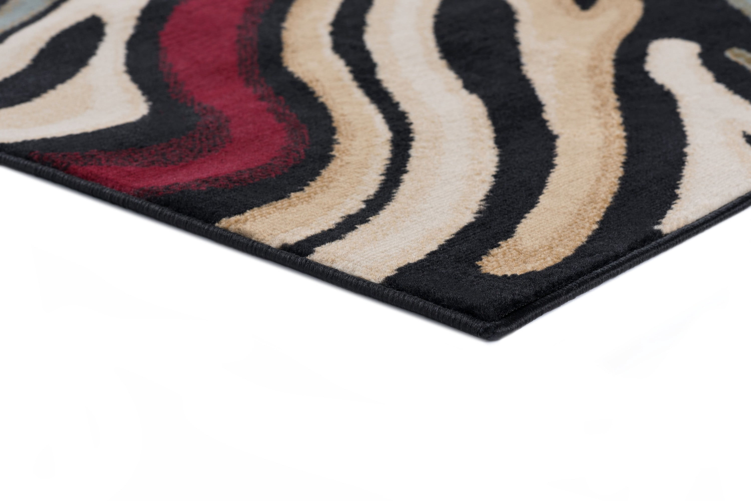 Contemporary 5x7 Area Rug (5' x 7') Abstract Black, Red Living Room Easy to Clean