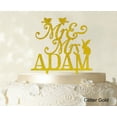 thumbnail image 1 of Mr And Mrs Wedding Custom Cake Topper With Birds And Rabbit Elegant Color Option Available 6-7 Inches Wide, 1 of 1