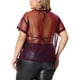 thumbnail image 3 of Blusa de fiesta para mujer de tallas grandes Agnes Orinda, transparente de malla holográfica, 3X, negra y roja, 3 of 6