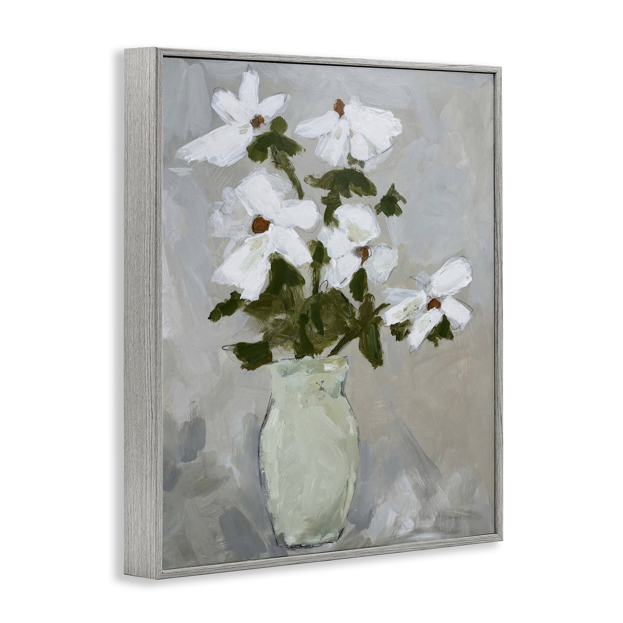 Stupell Industries Cosmos Flowers Serene Rustic Vase Gray Framed Giclee Art, design by Chloe Elliot