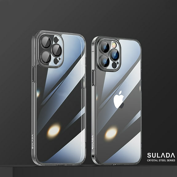 Nalacover For iPhone 13 Pro 6.1 inch Ultra Slim Clear Case,Luxury Crystal Transparent PC Bumper Shockproof Dust-proof Glass All-in-one Camera Lens Protector Fit Cover.For iPhone 13 Pro,Black