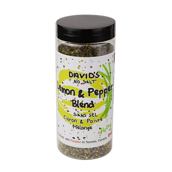 David’s Condiments Lemon & Pepper Seasoning - 140g (5oz) | Salt Free All-Purpose Classic Spice Blend, Bright Citrus Flavour with a Pungent Peppery Bite, for Wings, Chicken, Fish, Seafoods