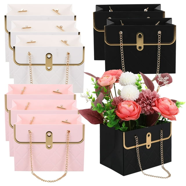 BRIGHTFUFU 9 Uds. Bolsas de flores, caja para ramo, bolsas florales en forma de bolso, bolsas de embalaje de mano, bolsas decorativas para ramo para arreglos florales