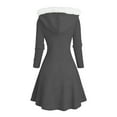 thumbnail image 6 of Busydd Dresses for Women Trendy Ribbed Button Long Sleeve Dress for Women Casual Warm Solid Color Winter Clothing for Women with Fuzzy Hood L, 6 of 6