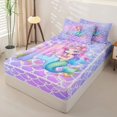 thumbnail image 2 of Castle Fairy Mermaid Letter A Zipper Twin Comforter Sets with Fitted Sheet and 2 Pillowcases,Cartoon Sea Princess Zipper Bedding Set,4-Piece,Reversible, 2 of 6