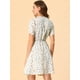 thumbnail image 5 of Vestido con Botones y Cuello En V con Estampado Floral Allegra K Blanco L, 5 of 6