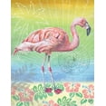 thumbnail image 2 of K, Onna 15x18 Gold Ornate Wood Framed with Double Matting Museum Art Print Titled - Summer Splash Flamingo, 2 of 4