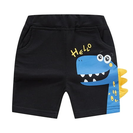 Mercatoo Toddler Boys Summer Knit Shorts with Pocket Baby Dinosaur Print Soft Beach Active Shorts Boys Straight Fit Shorts