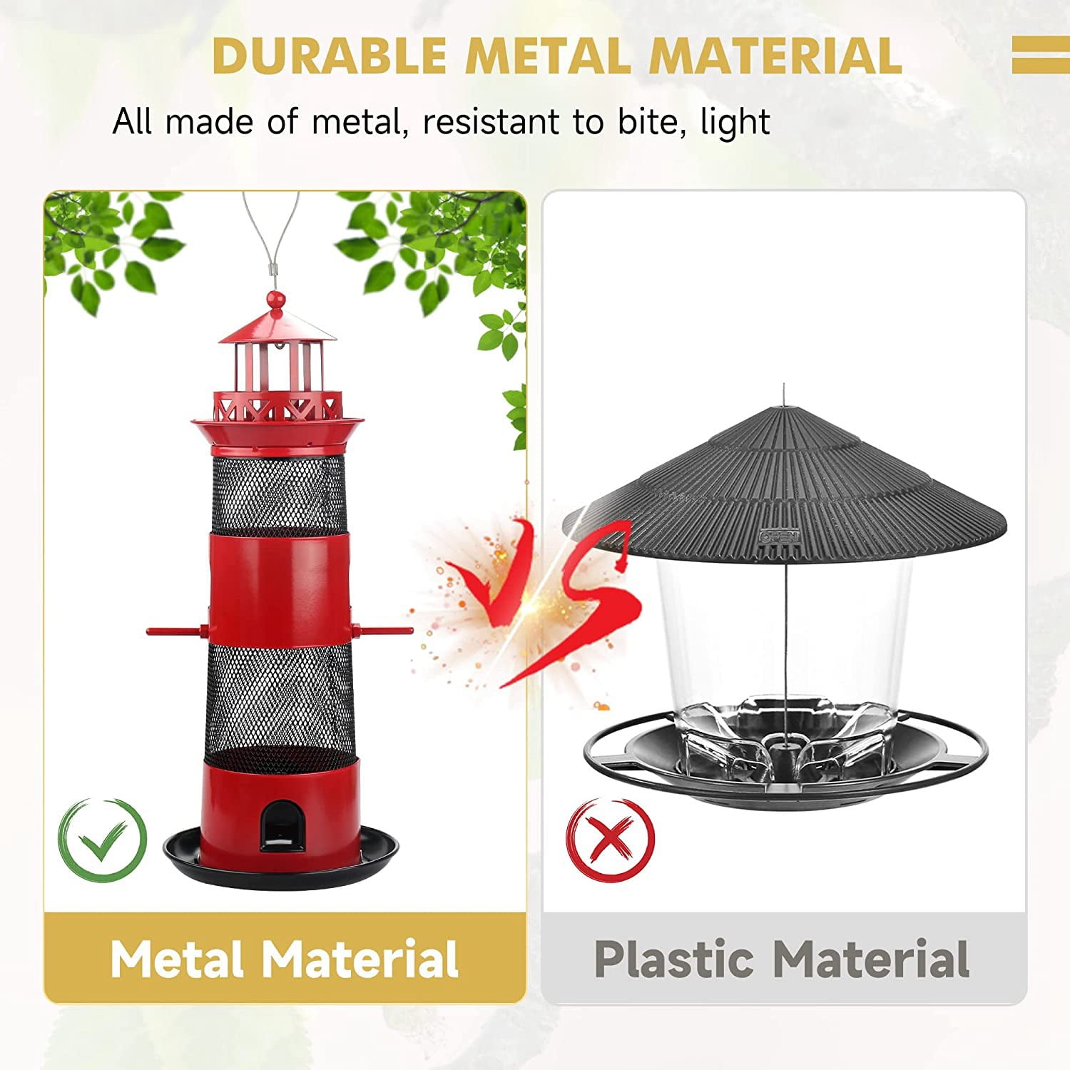 Bird Feeders for Outdoors Hanging, Squirrel Proof Wild Bird Feeder for Outside, Metal Bir C5453