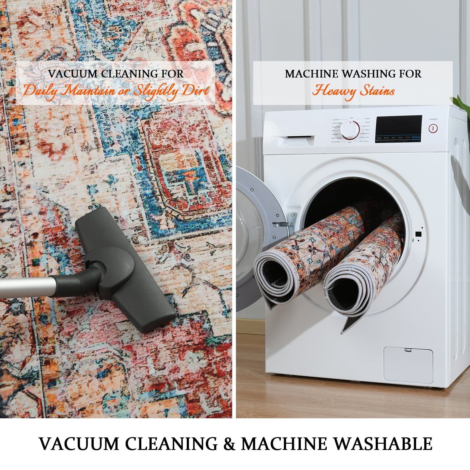 Lochas Vintage Bohemian Area Rug for Living Room, Retro Boho Rug Bedroom Indoor Print Carpet, 5' x 8', Orange