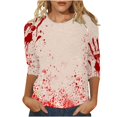thumbnail image 1 of T-shirt Imprimé Halloween pour Femmes Col Rond Manches Confortables pour Fête Tenue Décontractée, 1 of 5