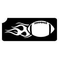 Art Factory Glitter Tattoo Stencil - Football with Flame (5/pack), Temporary Tattoo Template for Kids Adults, Face Paint Stencil Body Art Stencil, Stencil for Face Painting, Party, 3.4'' x 1.4'