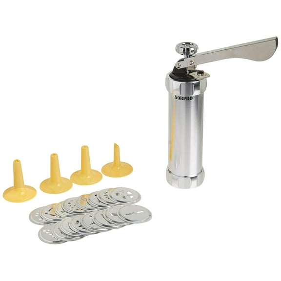 Norpro Deluxe Cookie Press with Icing Gun, 8.5in/21.5cm and holds 1.25c/10oz, as shown
