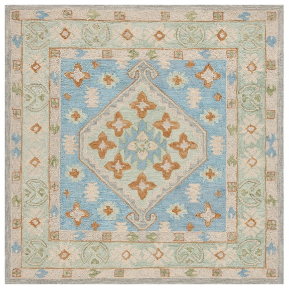 SAFAVIEH Heritage Joss Oriental Area Rug, Green/Ivory, 6' x 6' Square