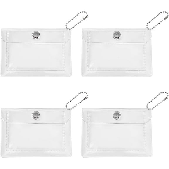 4 Pieces Clear Coin Wallet Transparent PVC Card Holder Universal Mini Change Pouch with Snap Rectangle Card Case for Creadit Card Business Card Storage Organizer 4.5x3.1 Inch Clear