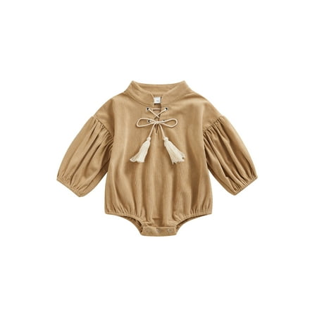 

Ma&Baby Toddler Baby Girls Casual Romper Long Sleeve Round Neck Drawstring Short Jumpsuit