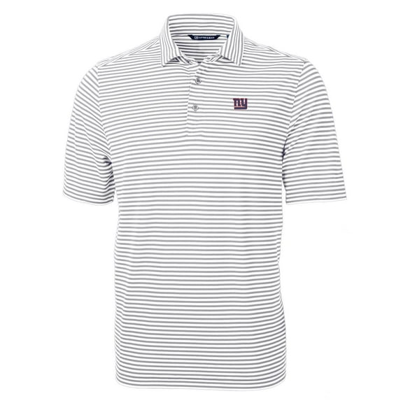 Men's Cutter & Buck Gray New York Giants Virtue Eco Pique Stripe Recycled Polo
