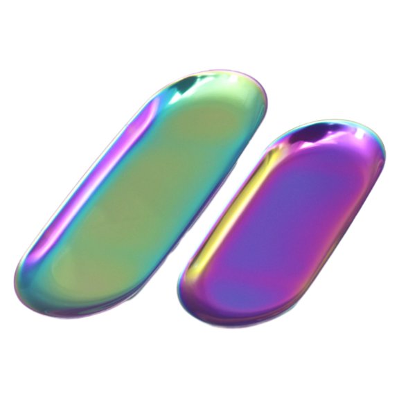2 Pack Stainless Steel Bathroom Vanity Tray For Dresser Counter, Jewelry Tray, Perfume Ring Key Candle Organizer Tray -Colorful