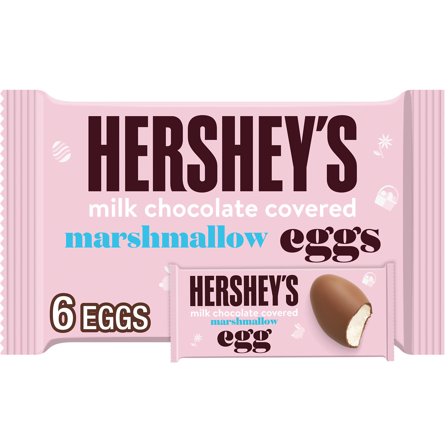 HERSHEY'S Milk Chocolate Covered Marshmallow Eggs, Easter Candy Pack, 5.7 oz (6 Pieces)
