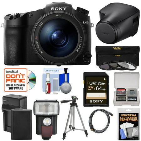 Sony Cyber-Shot DSC-RX10 III 4K Wi-Fi Digital Camera with LCJ-RXJ Leather Case + 64GB Card + Battery & Charger + Flash + Filters + Tripod + Kit