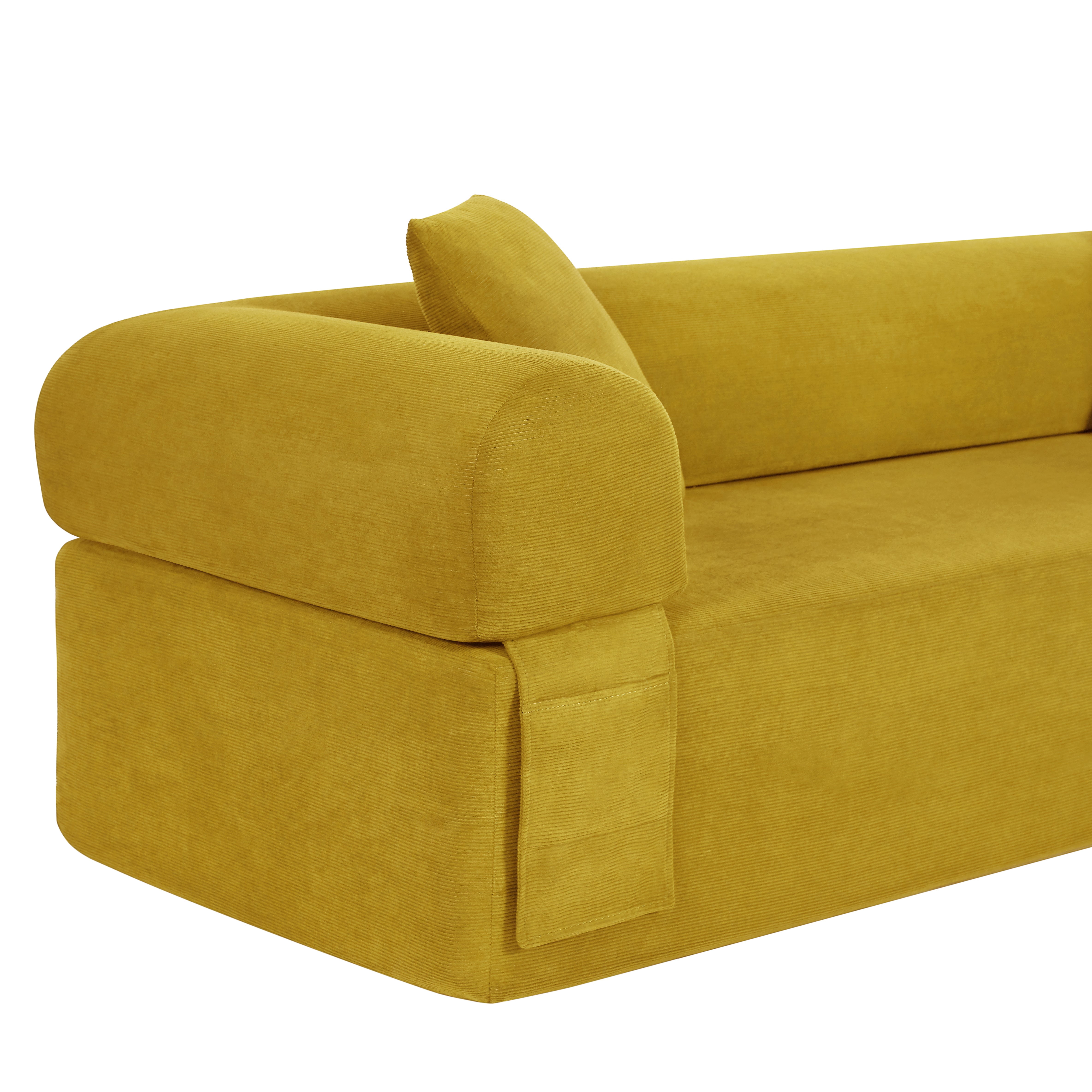 Sailvan Modern 3-Seater Corduroy Sofa,No Assembly Cloud Couch for Small Living Rooms,Apartments and Offices,Plush Boneless Seating Yellow