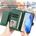thumbnail image 3 of For Google Pixel 10 Pro XL 6.8-inch Wallet Case for Women Men Multi-Card Slots Zipper Wallet Leather Phone Case,Green, 3 of 7