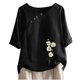 thumbnail image 1 of Blusas de Manga Corta para las Mujeres Impresas Cuello Redondo Camiseta Casual, Blusa de Algodón de Imitación para las Mujeres, 1 of 4
