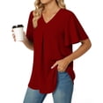 thumbnail image 4 of Fantaslook Womens Tops Dressy Blouses V Neck Short Sleeve Tunic Tops Casual Work Shirts, 4 of 8