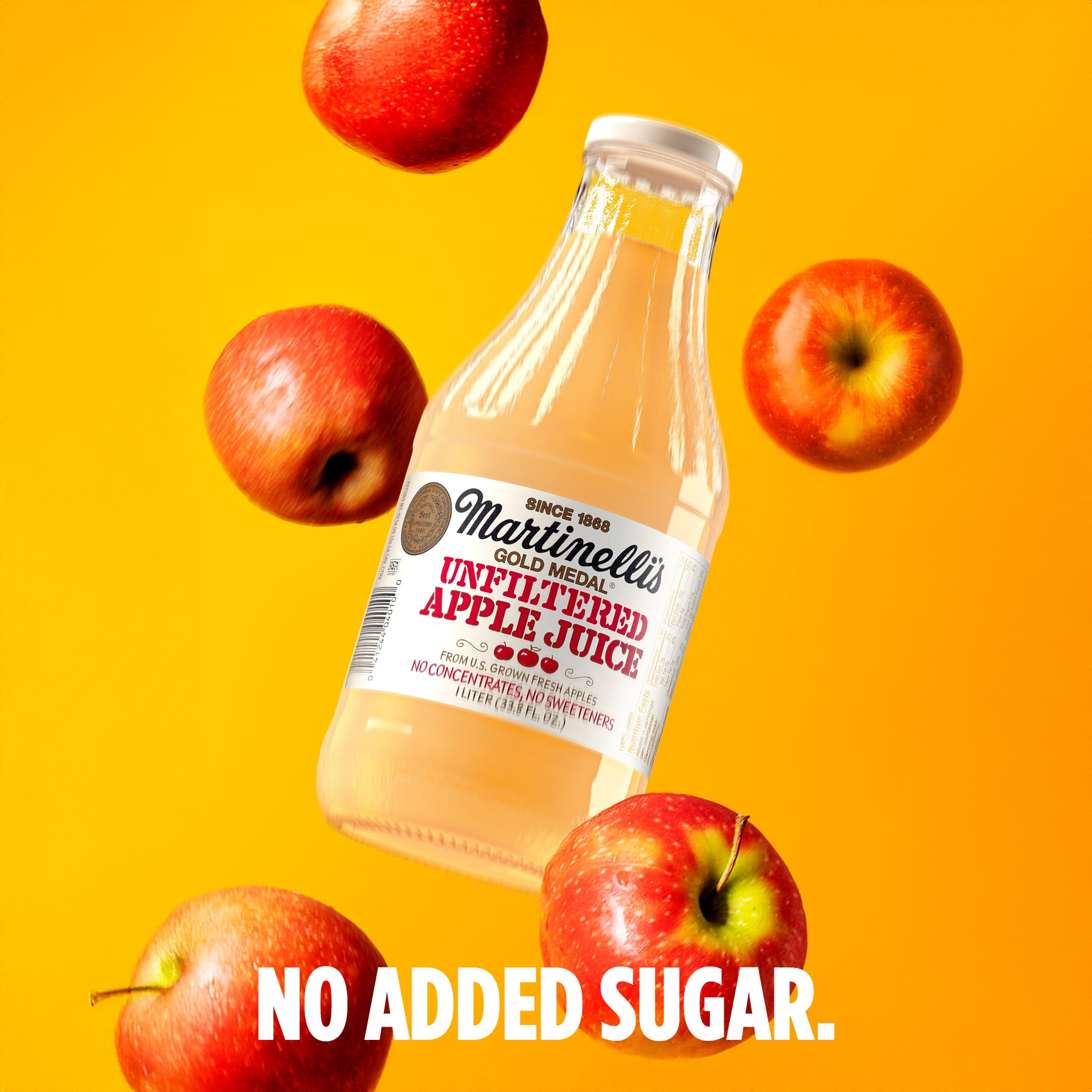 Martinelli's Unfiltered Apple Juice, Multi-Serve Glass Bottle, 1 Liter