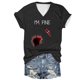 thumbnail image 2 of Fiudx Ofertas Del Día Camiseta de Manga Corta con Cuello En V y Estampado de Halloween para Mujer, 2 of 3