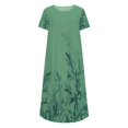 thumbnail image 4 of QJUHUNG Dégagement Femmes Casual Col Rond Imprimé Été Poches à Manches Courtes Robe, 4 of 6