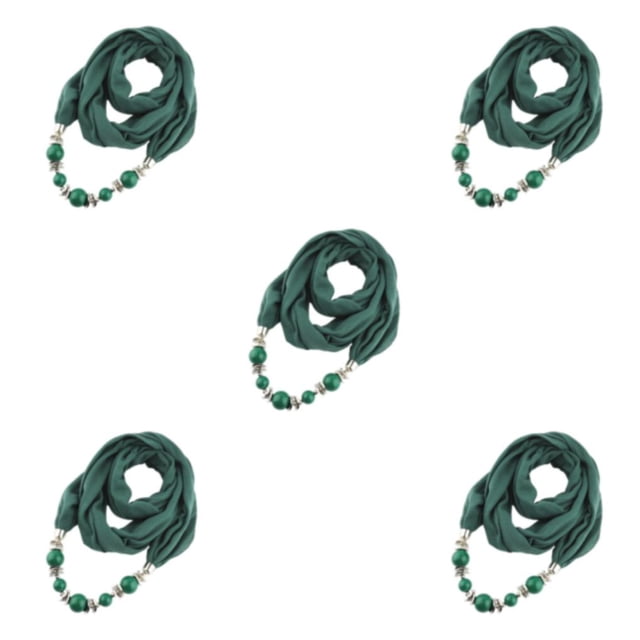 Transemion Polyester Beautiful And Elegant Scarf Necklace For Classy Look Made With Polyester Scarf Necklaces green 5Set
