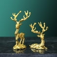 thumbnail image 1 of 2Pcs Reindeer Figurines Sculpture, Resin Origami Elk Standing and Sitting Deer Statue Desktop Ornament, 1 of 9