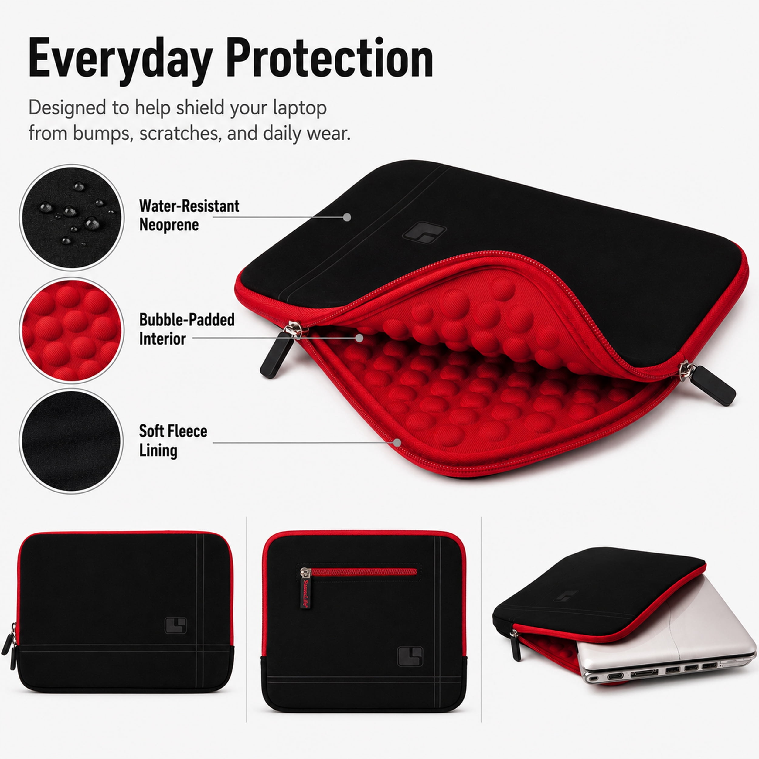 Protective Neoprene Laptop Sleeve for Devices Up to 13 Inches, Water-Resistant